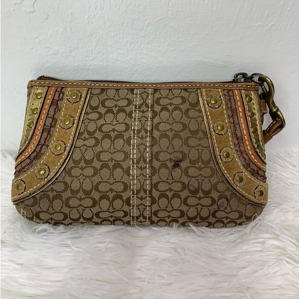 COACH Brown Signature Canvas Wristlet - Picture 2 of 10